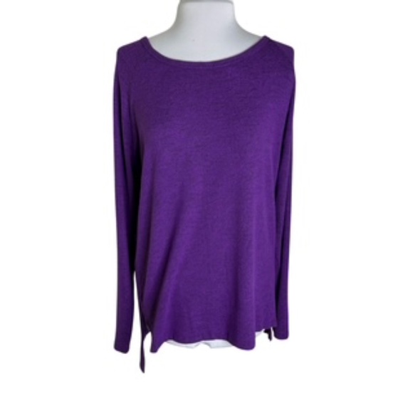 Jockey Long Sleeve Hi-Lo Hemline Scoop Neck Criss Cross Back Design Tunic Size L - Picture 1 of 7
